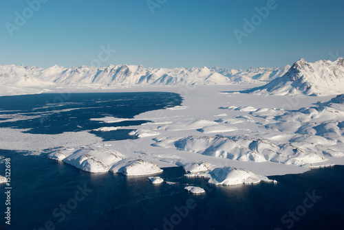 Greenland, ice floe and mountains