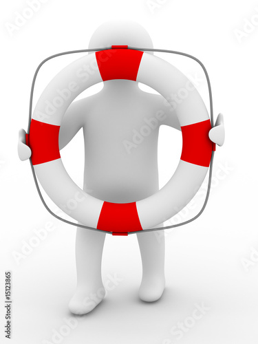rescuer with lifebuoy ring ...