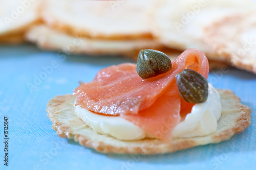 Bilde på lerret Cracker with Smoked Salmon