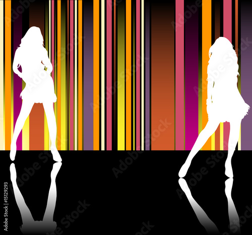 Sexy girls silhouettes in front of striped background