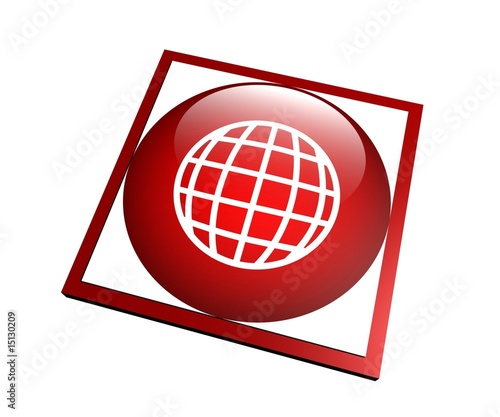 globe square button photo