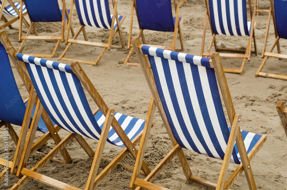 Deck Chairs on a sandy beach