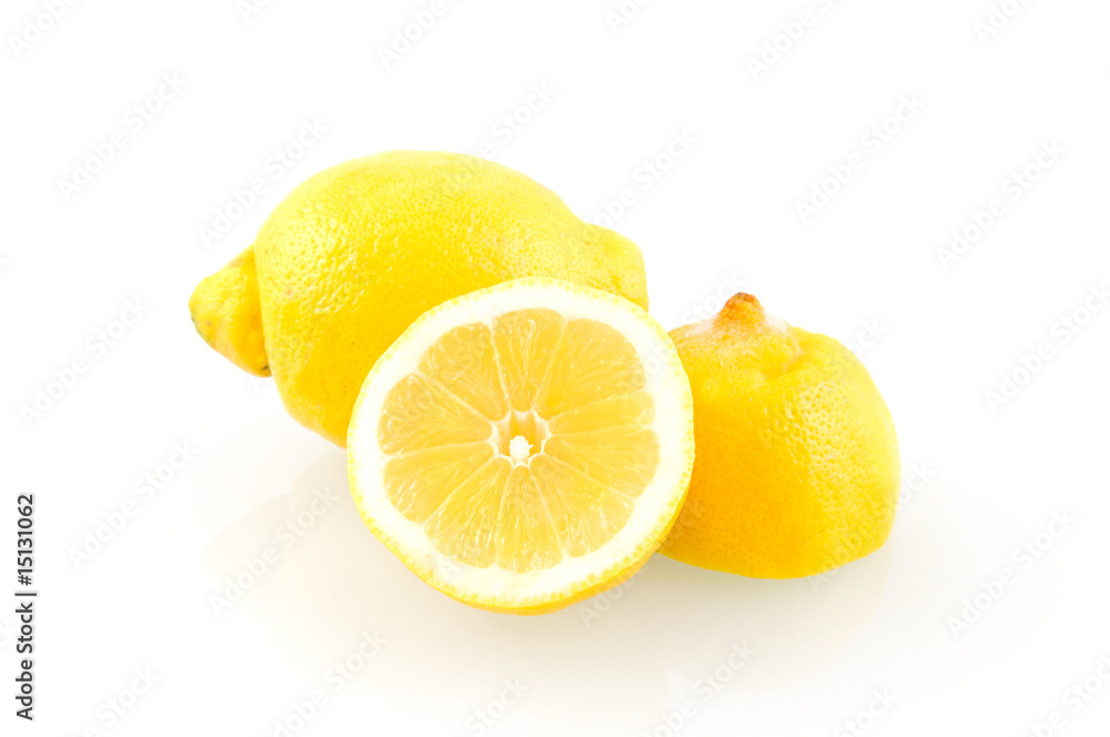 Fresh sliced lemon on white background Fresh sliced lemon on white background