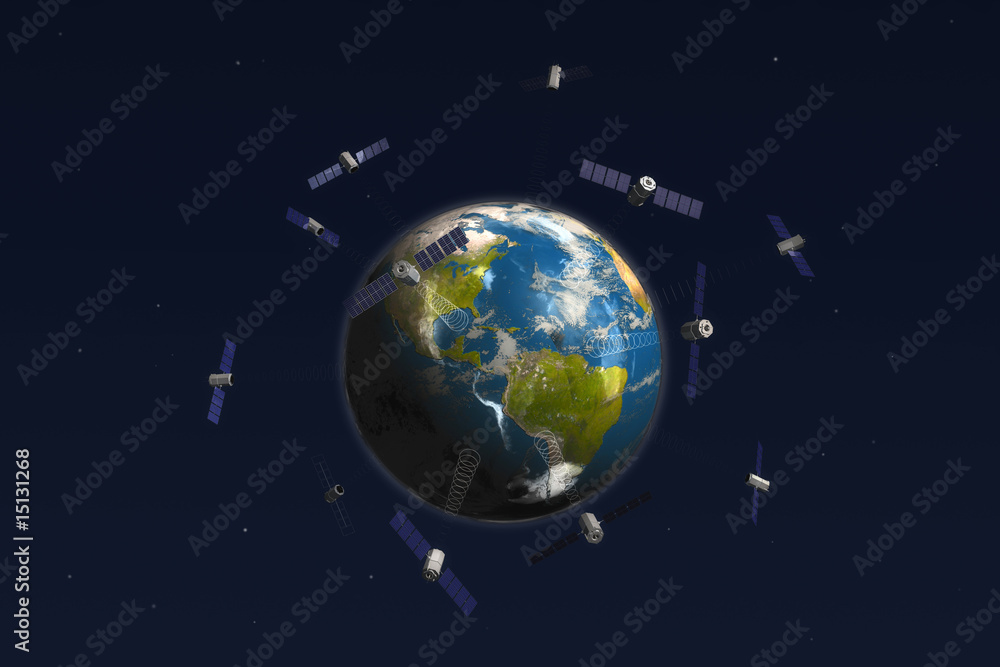 Satelite and earth. Satelite and earth.