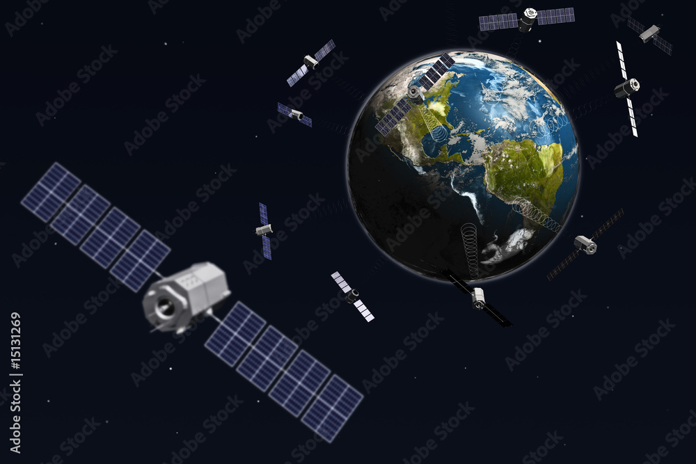 Naklejka premium Satelite and earth