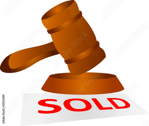 Auction icons with board and abstract background