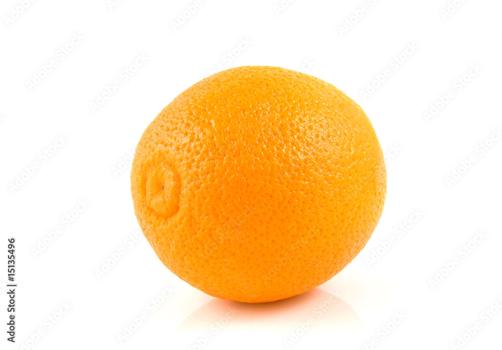 One fresh orange on white backgound One fresh orange on white backgound