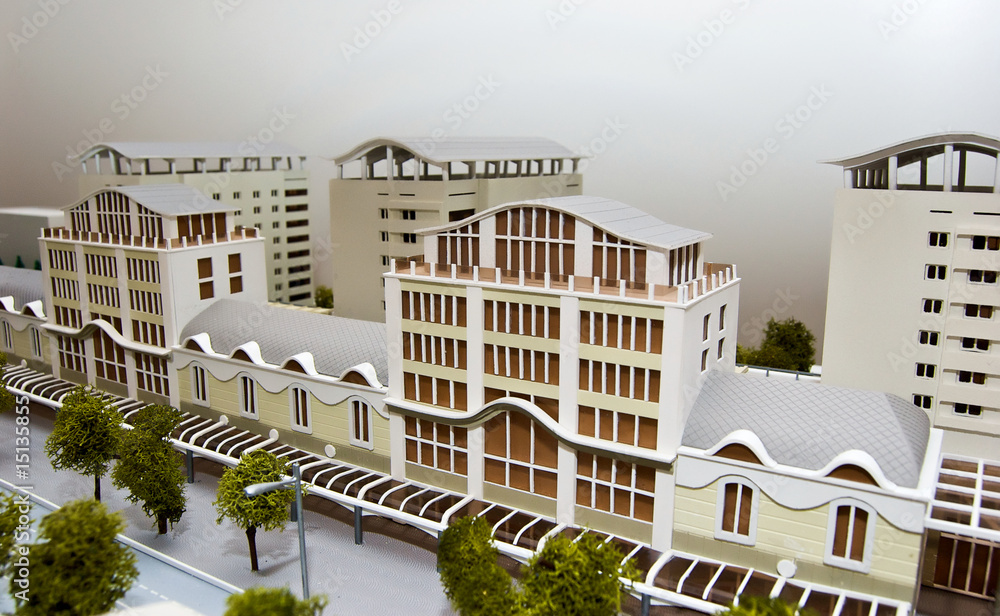 City architectural mockup — general facade view