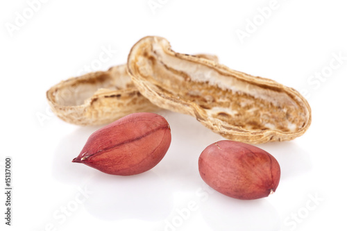 peanuts cracked open isolated on a white background