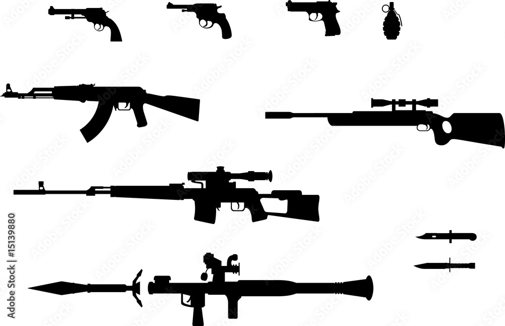 Gun silhouettes set