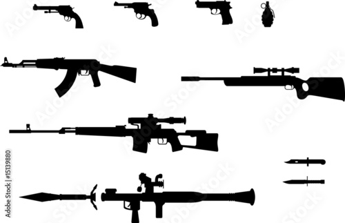 Gun silhouettes set