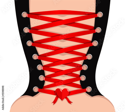 Vector rear view of sexy girl in corset