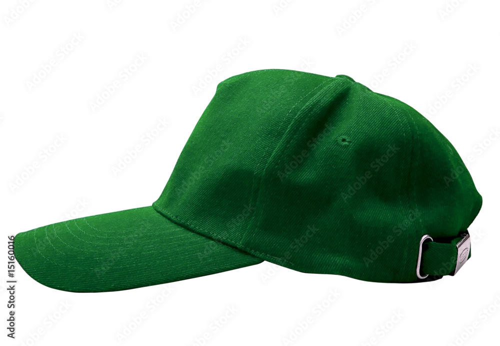 A green baseball cap is isolated A green baseball cap is isolated