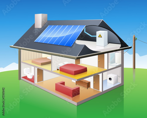 Habitation et panneau solaire photovoltaïque