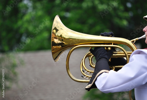 Performer Playing Mellophone in Parade photo