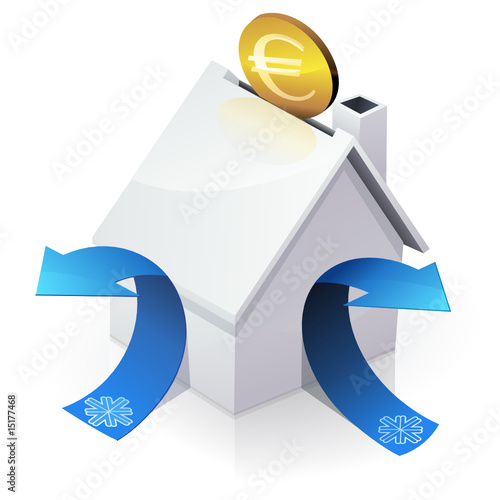Maison blanche et investissement dans une isolation (reflet)