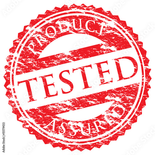 a red grunge tested stamp