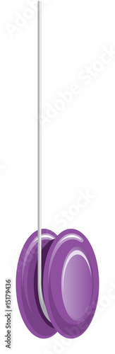 A purple yo-yo with string