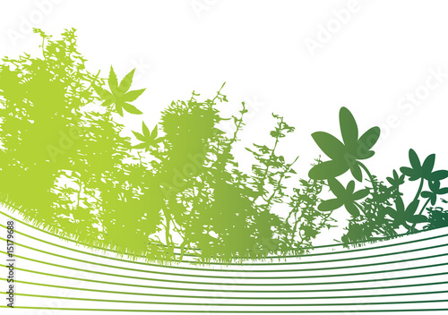 plants and trees background with sloping lines