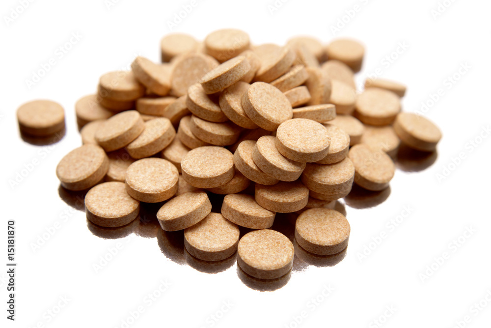 Vitamin C tablets isolated on white background Vitamin C tablets isolated on white background