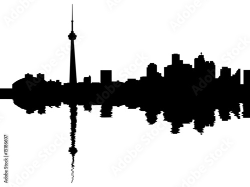 Toronto skyline reflected with ripples illustration