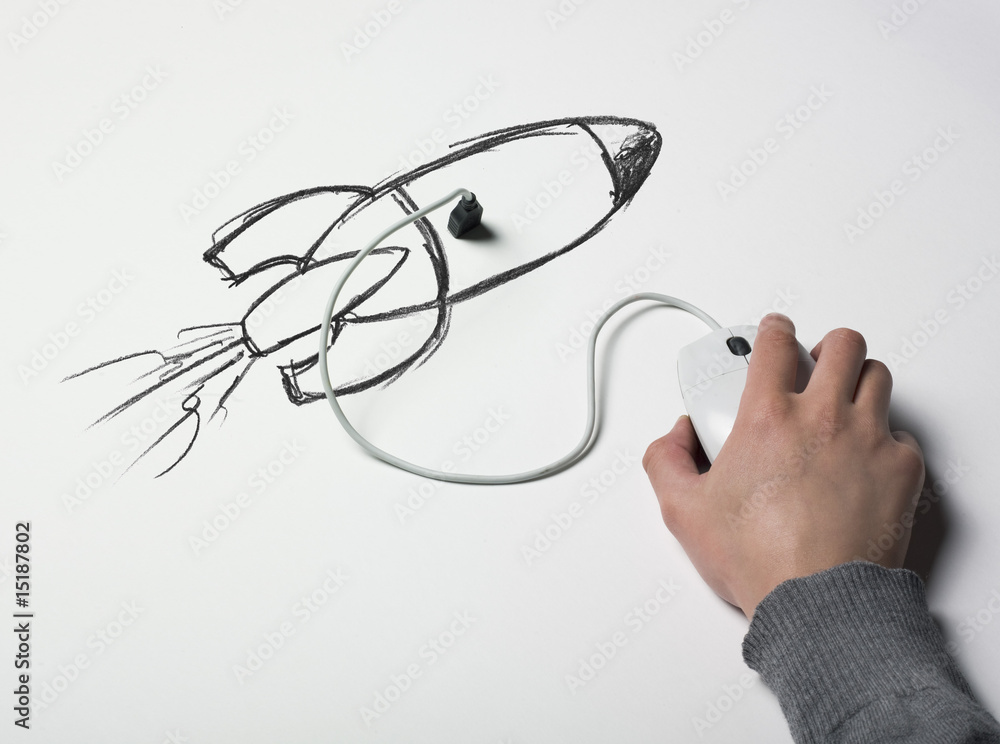 Naklejka premium souris connectée usb fusée