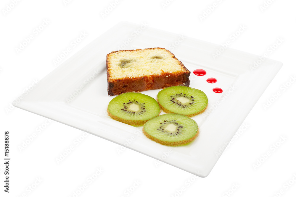 Slice of cake with kiwi Slice of cake with kiwi