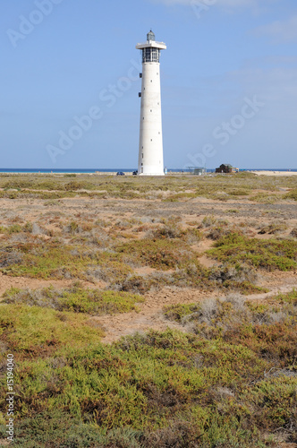 Salt marsh and lighthouse in Jandia Playa, Fuerteventura