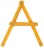 old yellow ruler forming font symbol A