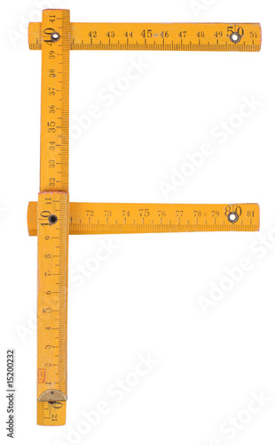 old yellow ruler forming font symbol F