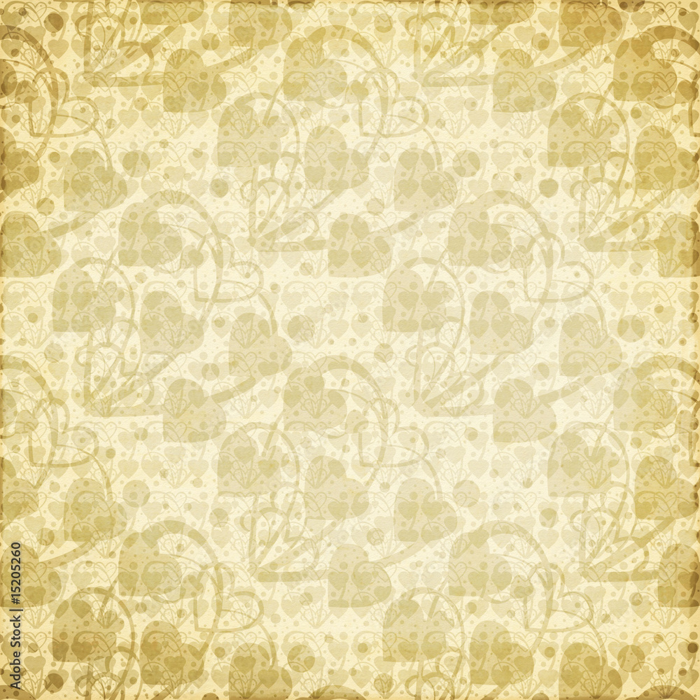 Tan brown abstract hearts and swirl background