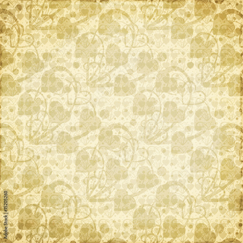 Tan brown abstract hearts and swirl background