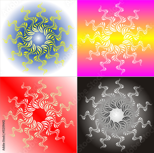 Ornate Sun Floral - four variants