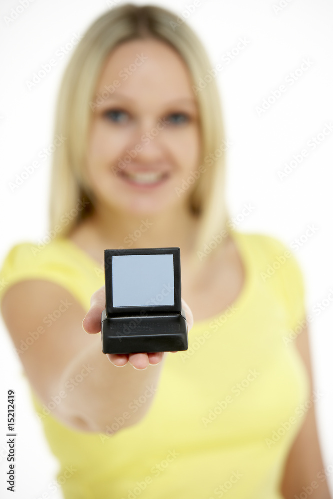 Woman Holding Model Computer