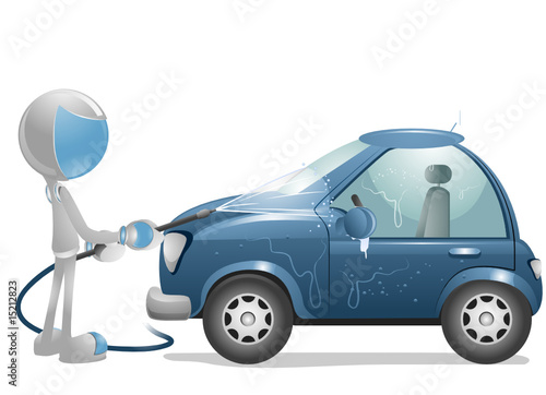 3D Vector Robot: Washing Car