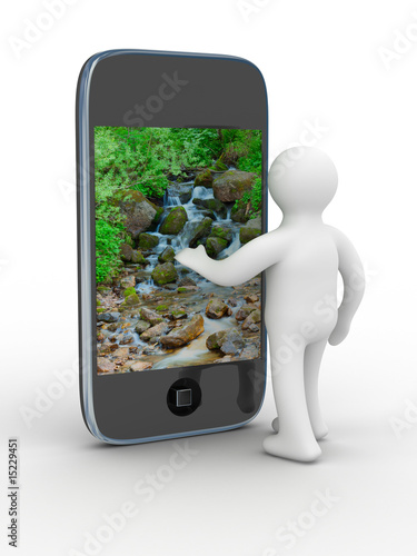 man and phone. Isolated 3D ...