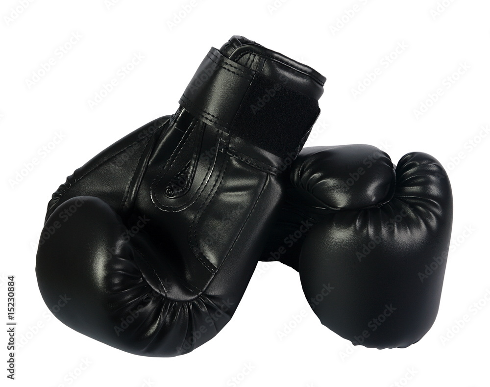 black boxing-gloves on a white background. (isolated)