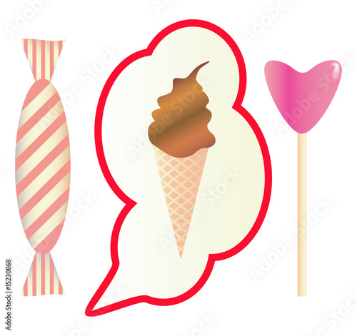 Icecream and  candies.
