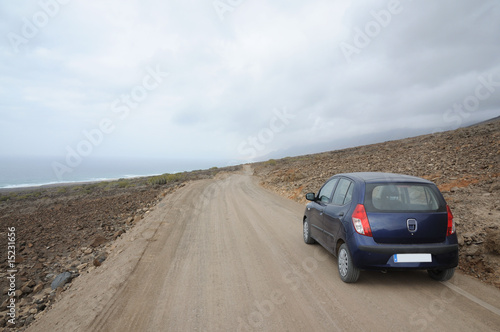 Discovering the island with rental car. Fuerteventura, Spain photo