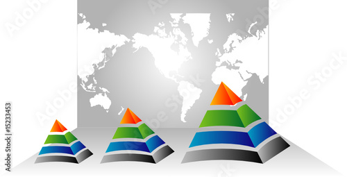 Word business growth illustration with color pyramid graph