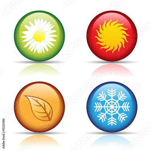 vector of colorful four seasons icons isolated on white