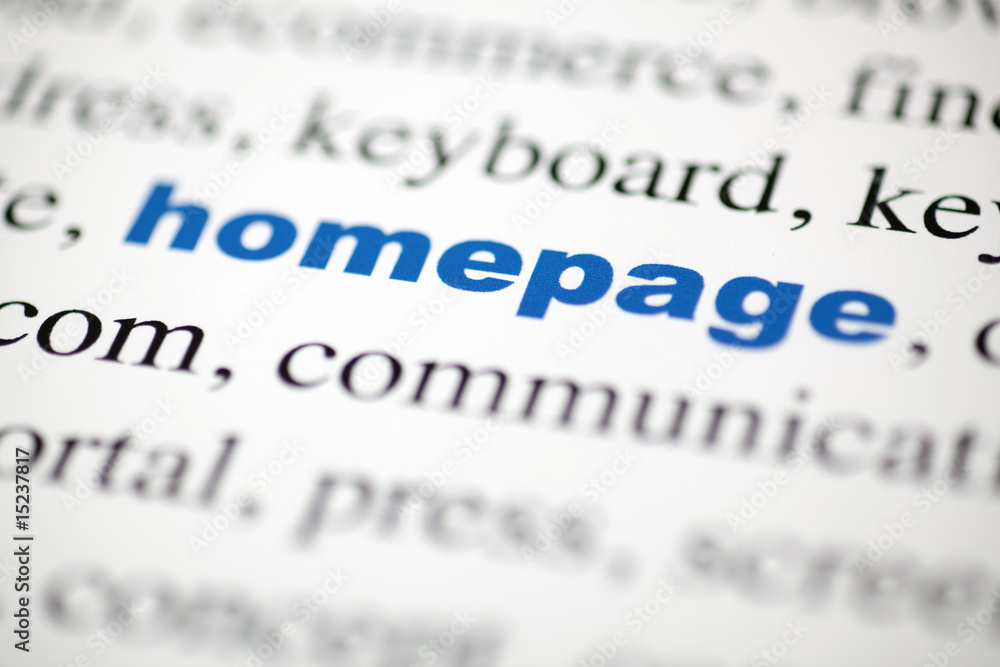 mot homepage Page d'accueil lettres bleu texte flou mot homepage Page d'accueil lettres bleu texte flou