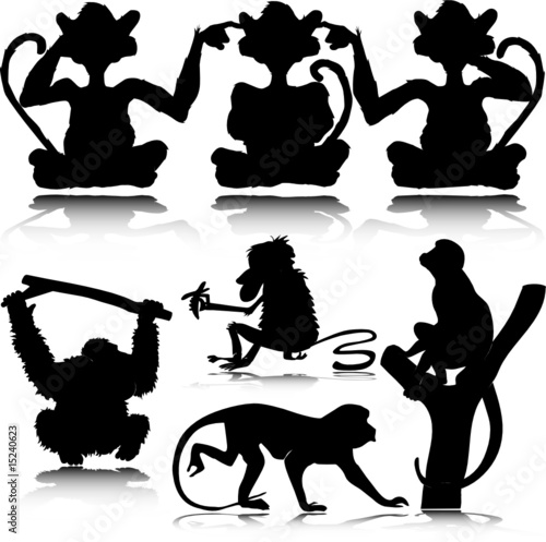 funny monkey vector silhouettes