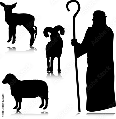 sheep man vector silhouettes