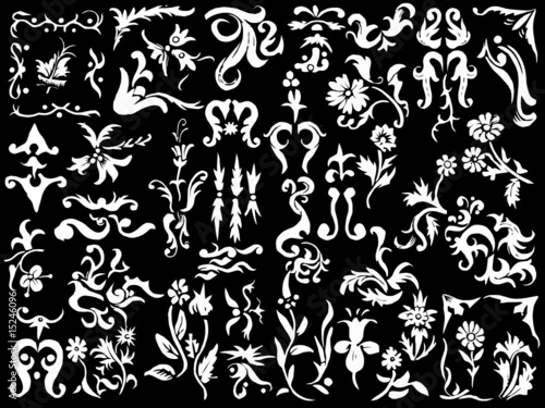 Ancient and medieval ornamental design elements set