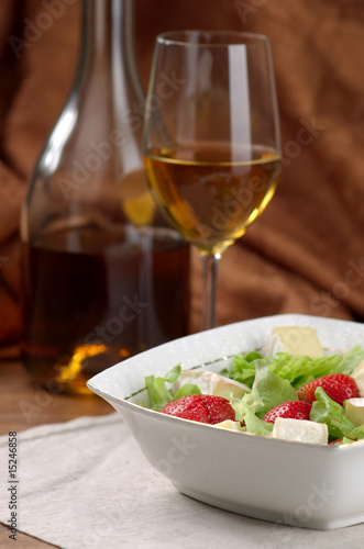 Fruit salad and white wine