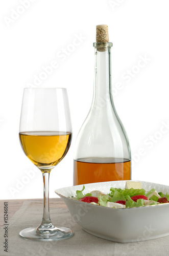 Fruit salad and white wine