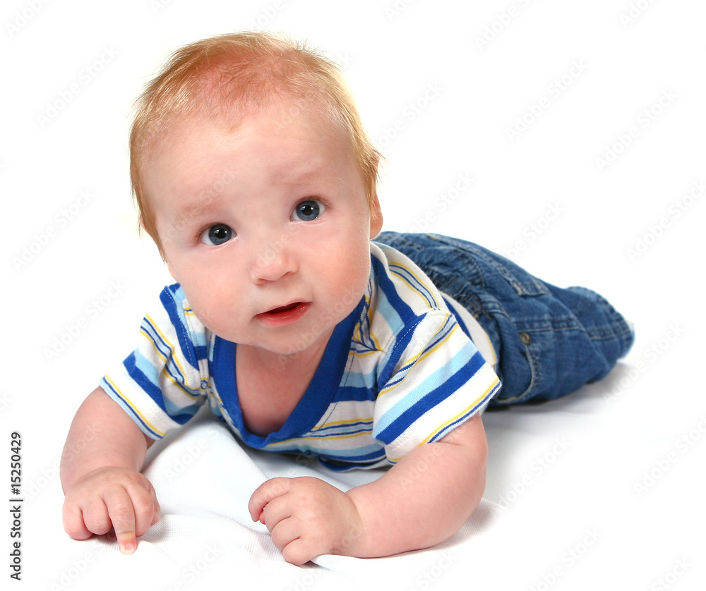 Big Eyed Baby Boy on His Tummy Looking Up Big Eyed Baby Boy on His Tummy Looking Up