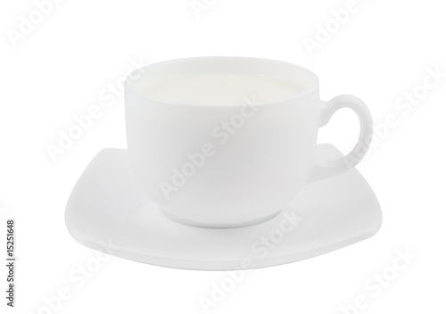 White cup of milk isolated