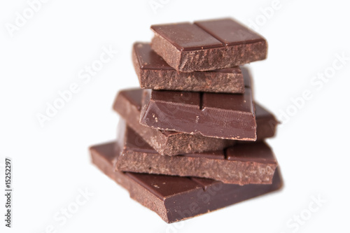 Chocolate blocks isolated on white